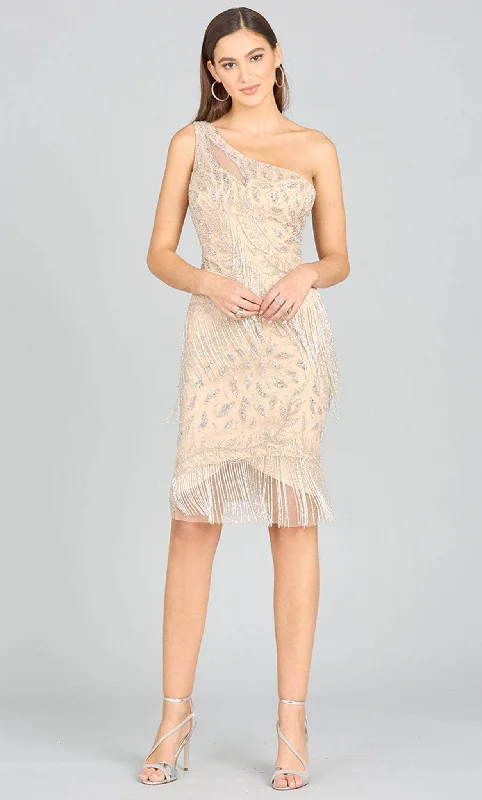 Online Exclusive Lara Dresses 29140 - One-Sleeve Bead Fringe Embellished Dress