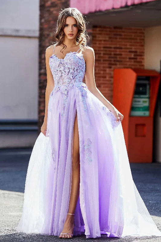 Deal Alert Sweetheart Spaghetti Straps Applique A-Line Tulle Floor-Length Dress