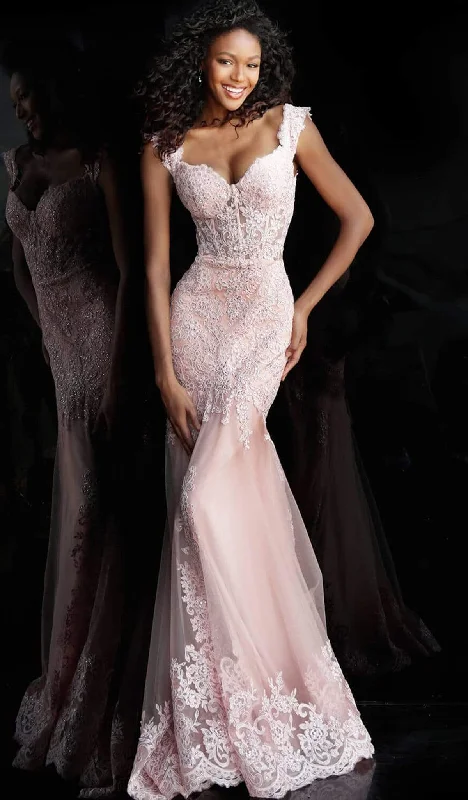 Price Buster JVN by Jovani - JVN65688 Lace Embroidered Sweetheart Trumpet Dress