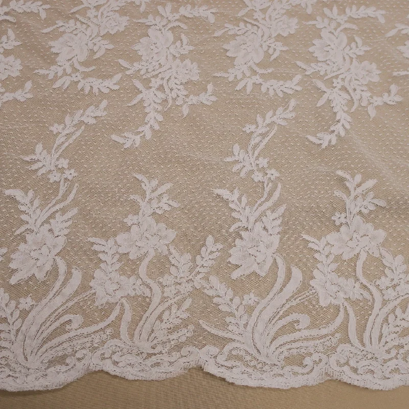 Savings Alert White Embroidered Tulle Corded Floral Lace