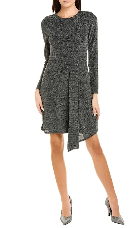 Savings Galore London Times T6499M - Long Sleeve Dangling Skirt Glittered Dress