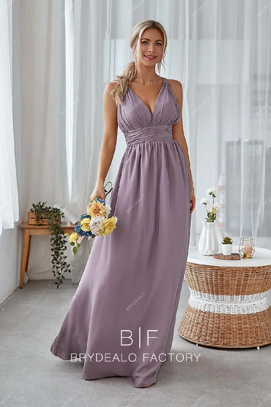 Big Discounts Wisteria Ruched Empire Halter Floor Length Chiffon Bridesmaid Gown