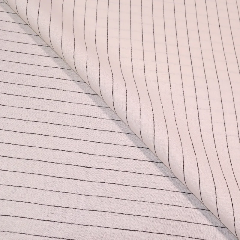 Major Savings White with Black Chalkstripe Linen Holland & Sherry Fabric
