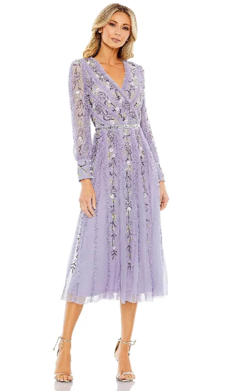 Anniversary Sale Mac Duggal 9133 - Ruffled V-Neck Floral Cocktail Dress