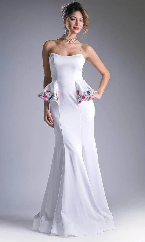 Midnight Sale Cinderella Divine A5010 - Strapless Embellished Peplum Evening Gown