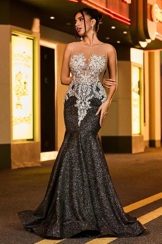 Super Sale Rhinestone Applique See-through Mermaid Dress