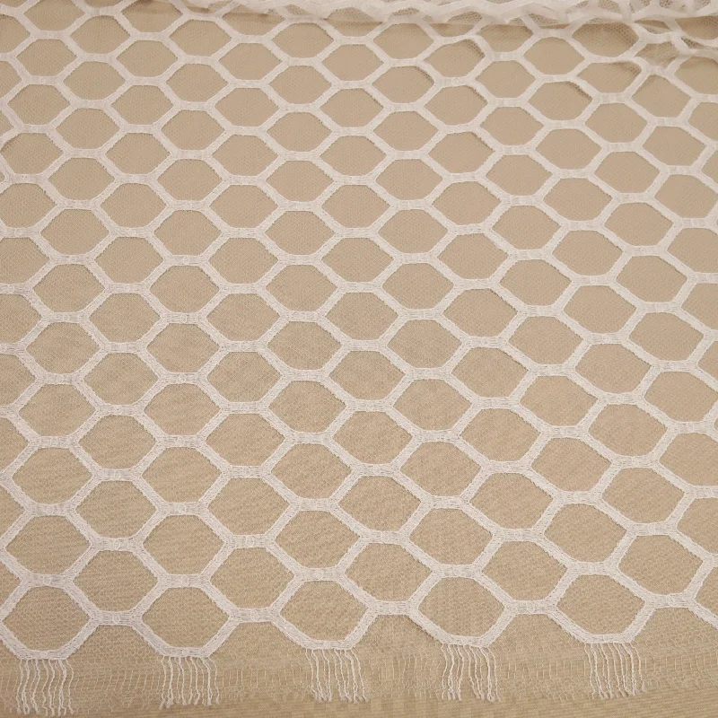 Special Savings Off White Embroidered Geometric Lace