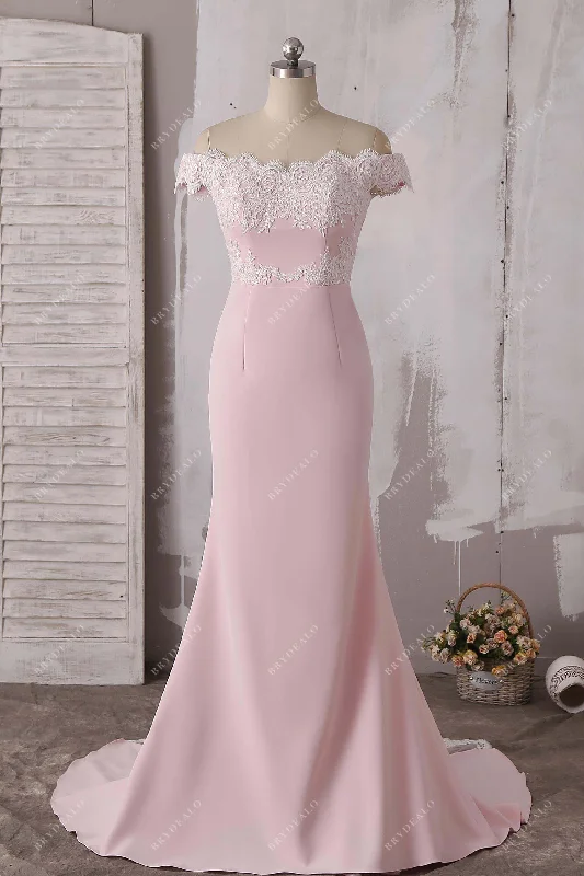 Instant Savings Lace Dusty Rose Off Shoulder Bridal Party Dress