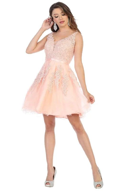 Deal Dash May Queen - MQ1692 Rhinestone-Ornate Appliqued Short Dress