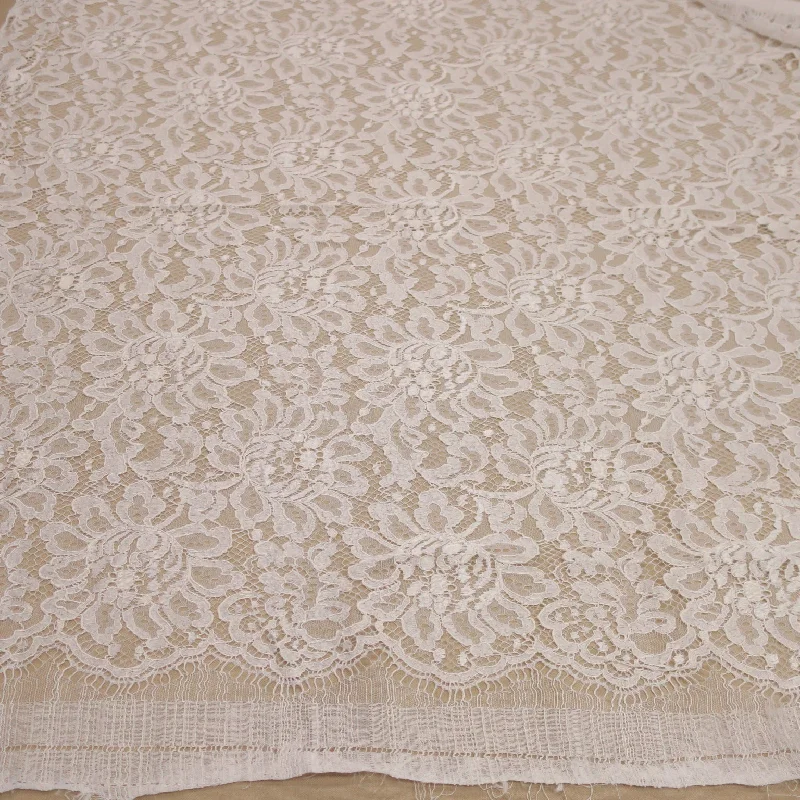 Lowest Prices White Embroidered Floral Double Scalloped Lace