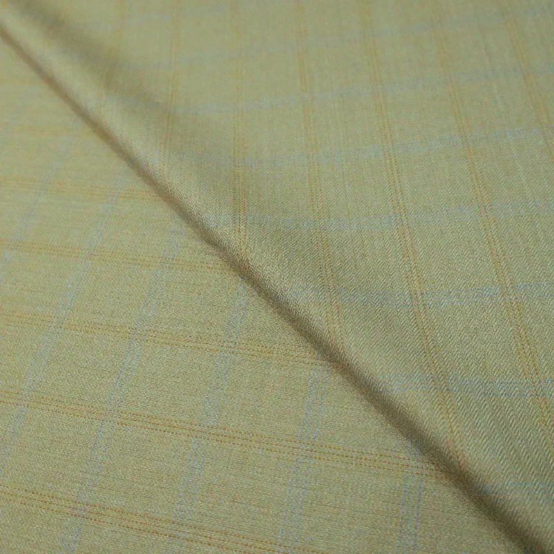 Great Deals Olive Green Windowpane Wool Loro Piana Fabric