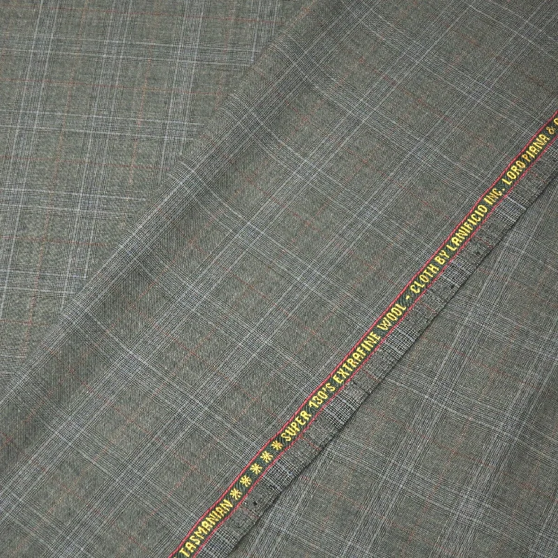 Best Bargains Gray Tartan Windowpane Loro Piana Super 130's Extrafine Wool Fabric