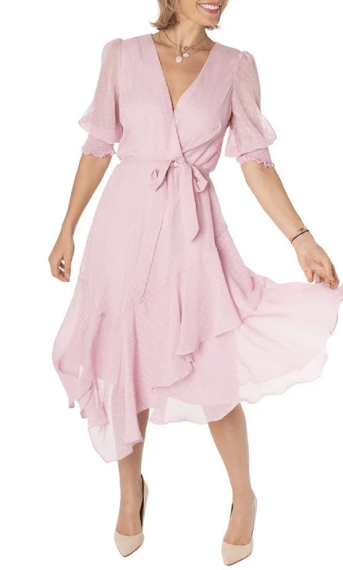 Don't Wait Maison Tara 58400MA - V-Neck Tie Waist Cocktail Dress