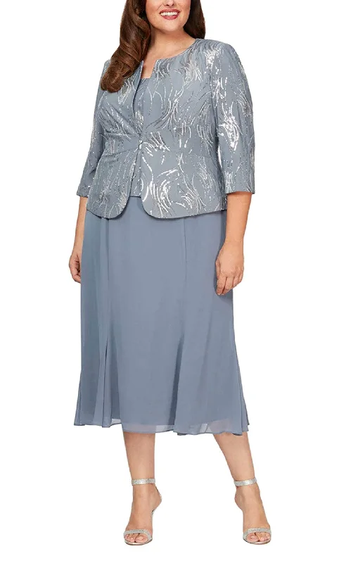 Midnight Madness Alex Evenings 4962675 - Sequin Square Neck Jacket Formal Dress