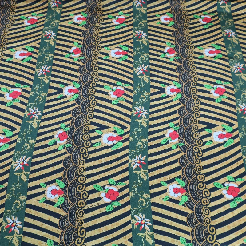 Final Clearance Tropical Floral Striped Pattern  Printed Silk Charmeuse Fabric