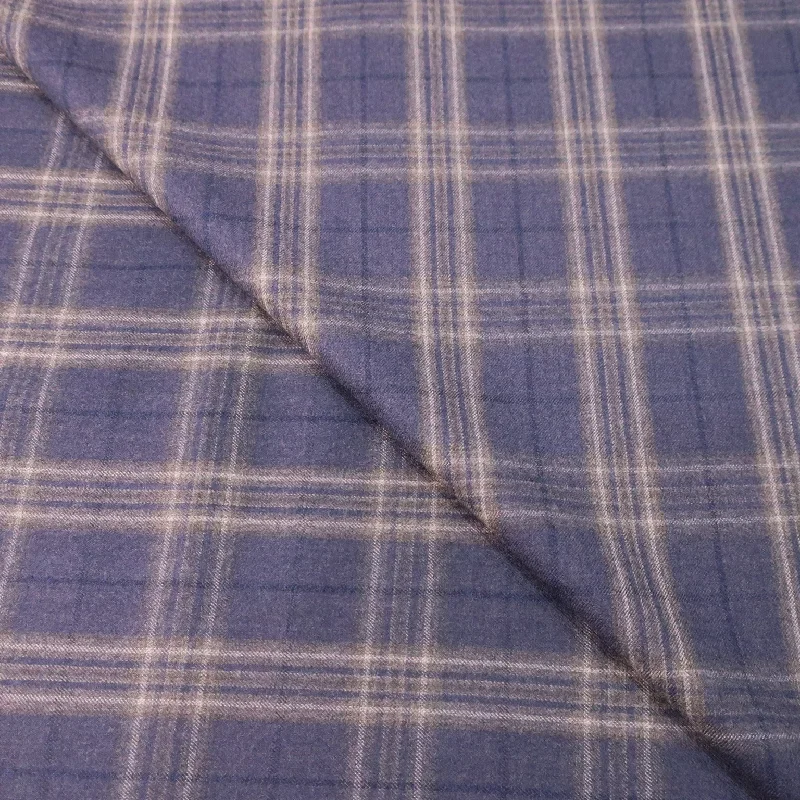 Mega Sale Blue Tartan Saxony Super 130's Ariston Fabric