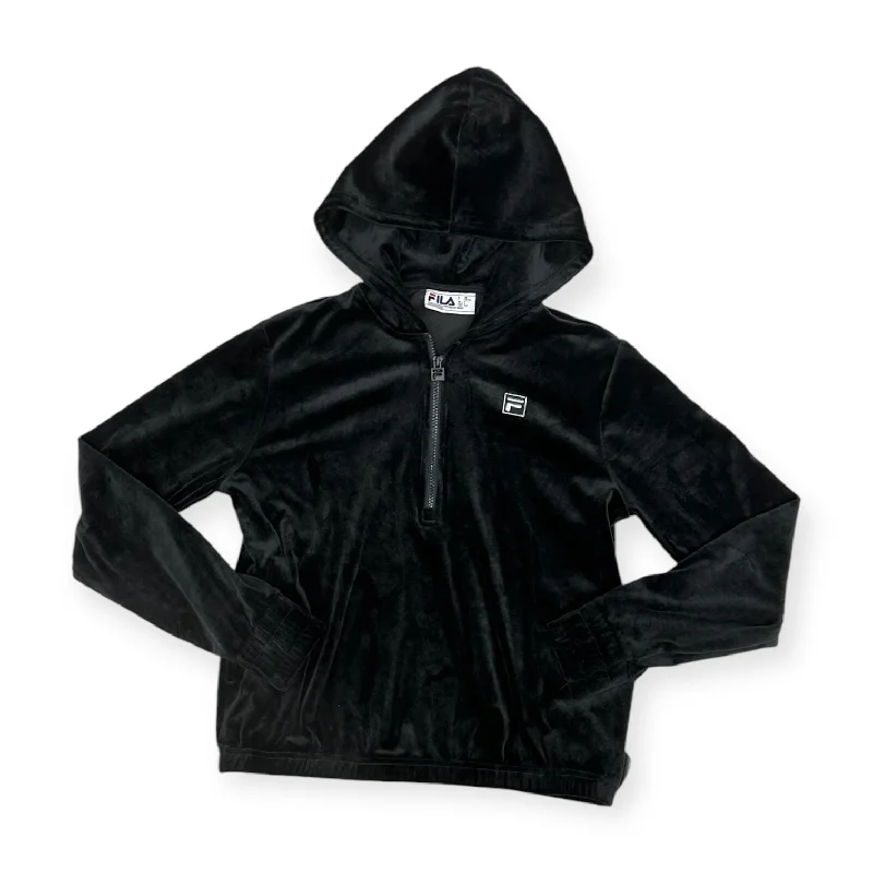 Athletic Sweatshirt Hoodie By Fila In Black, Size: S