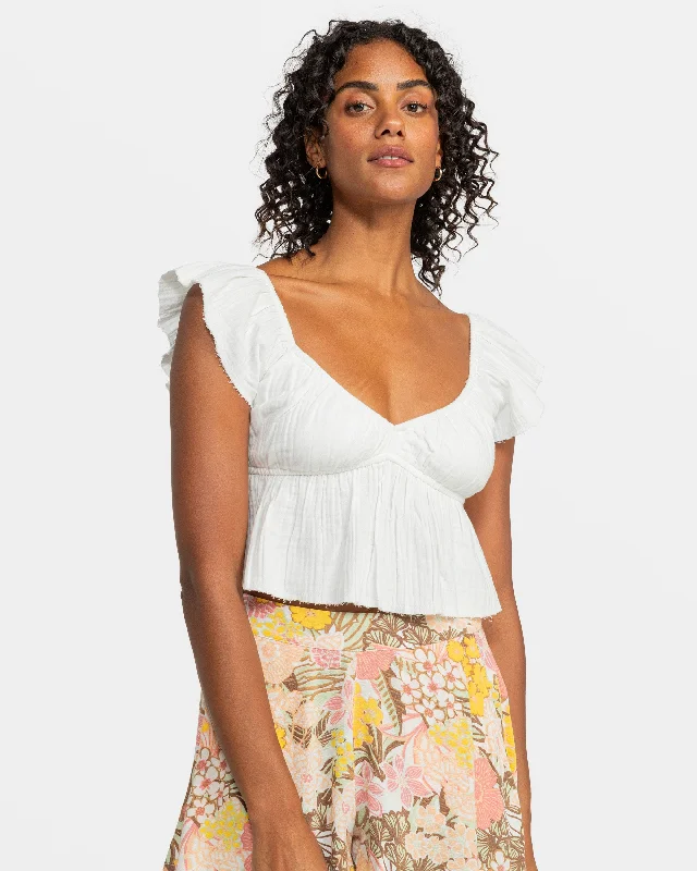 Mega Sale Brisa Flutter Sleeve Crop Top - Egret