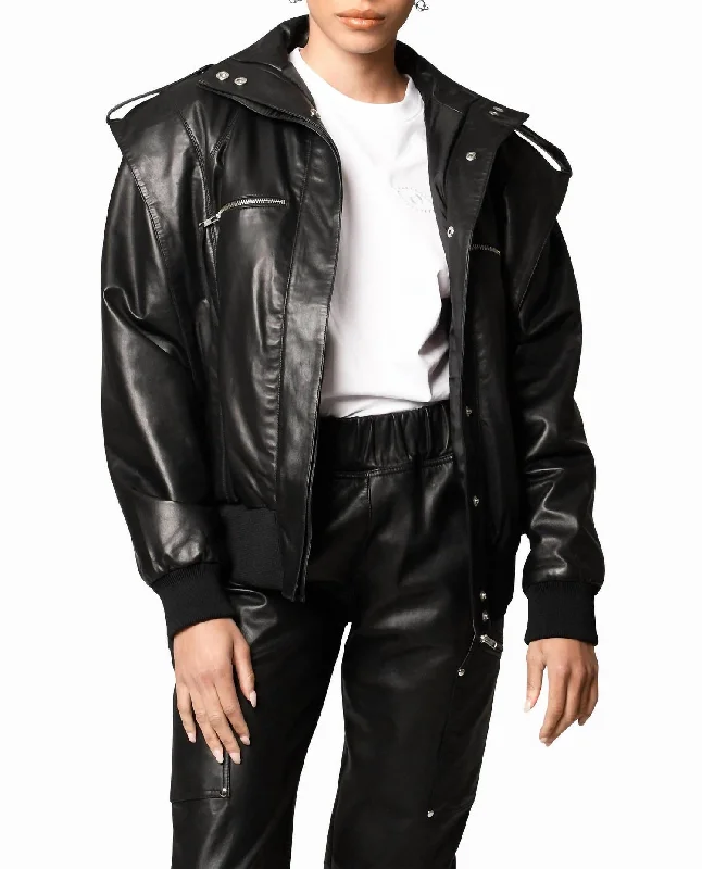Hurry In Leather Space Jacket In Black
