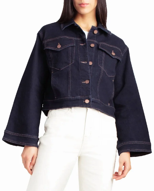 New Deals Lenox Hill Bell Sleeve Crop Jacket In Dark Blue
