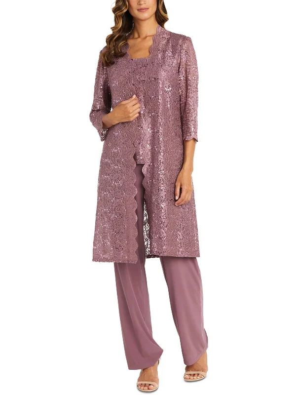 Extra Discounts Petites Womens Lace Party Pant Suit