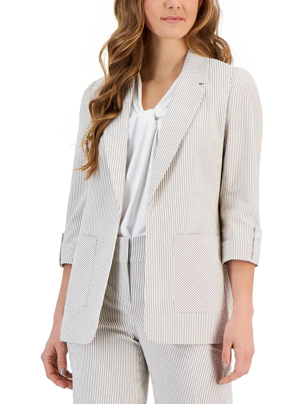 Limited Time Petites Womens Striped Polyester Open-Front Blazer