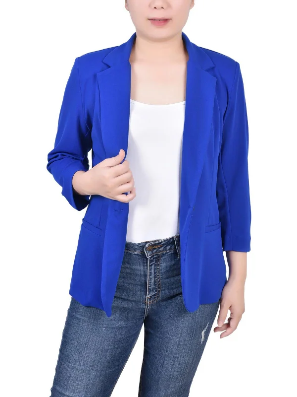 Deal Dash Petites Womens Three Quarter Sleeve Office Wear One-Button Blazer