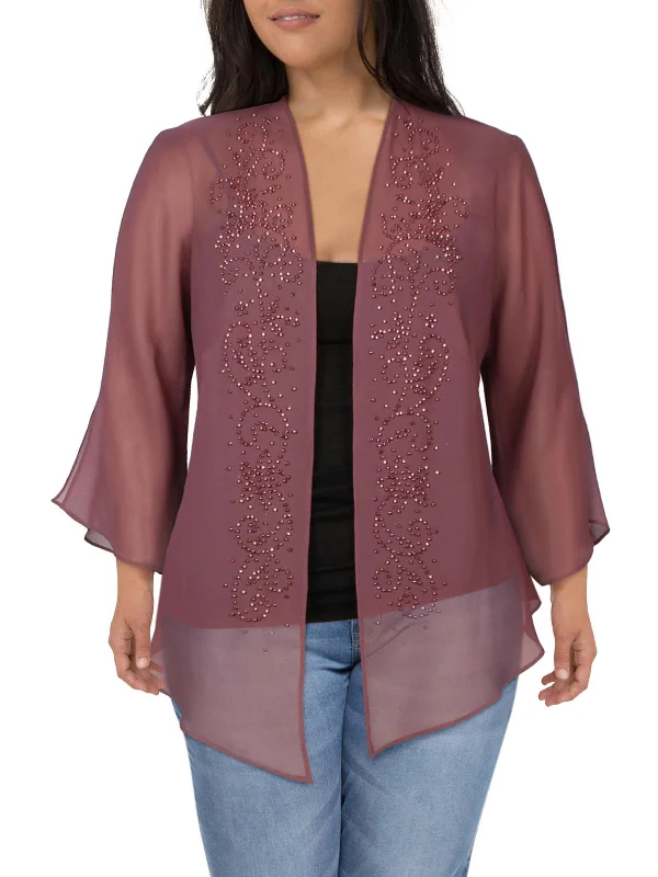 Today’s Deal Plus Womens Chiffon Embellished Topper Jacket