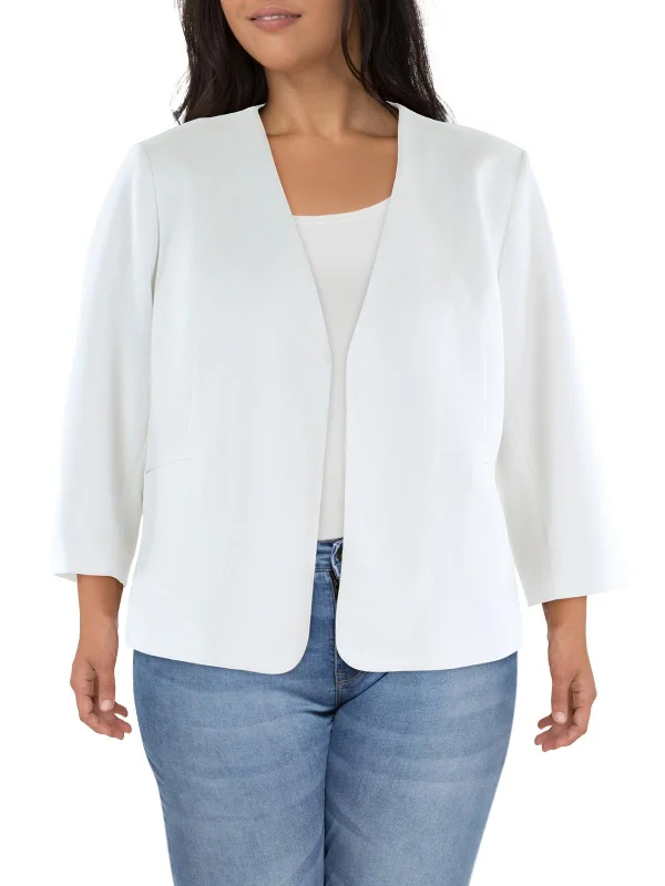 Crazy Deals Plus Womens Crepe Business Open-Front Blazer