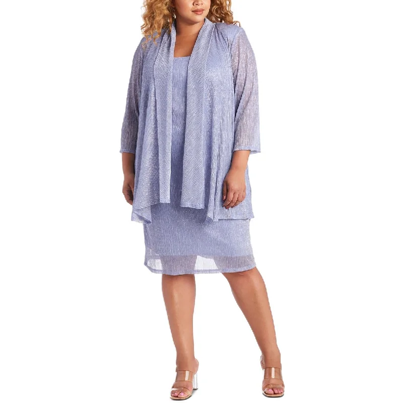Amazing Deals Plus Womens Metallic Cardigan Open-Front Blazer