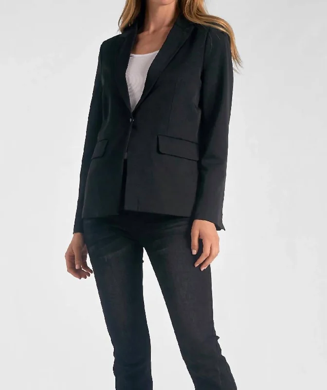 Can't Be Beat Rhinestone Smiley Face Blazer In Black