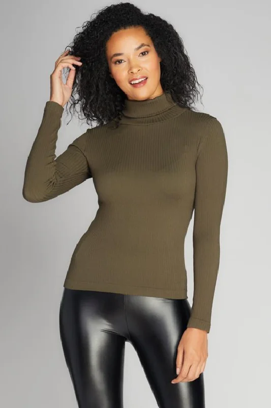 Limited Availability Seamless Rib Turtleneck Top