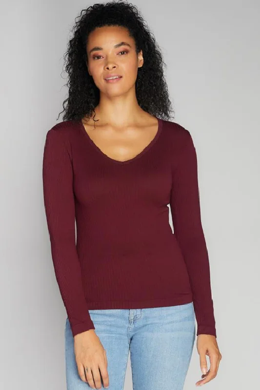 Huge Discounts Seamless Rib V-Neck Top