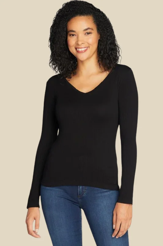 Great Deals Seamless Rib V-Neck Top