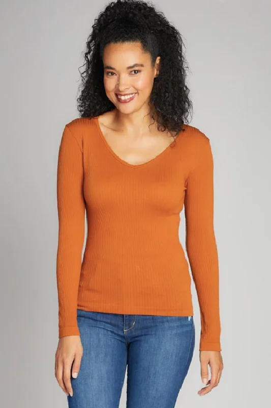 Hurry In Seamless Rib V-Neck Top