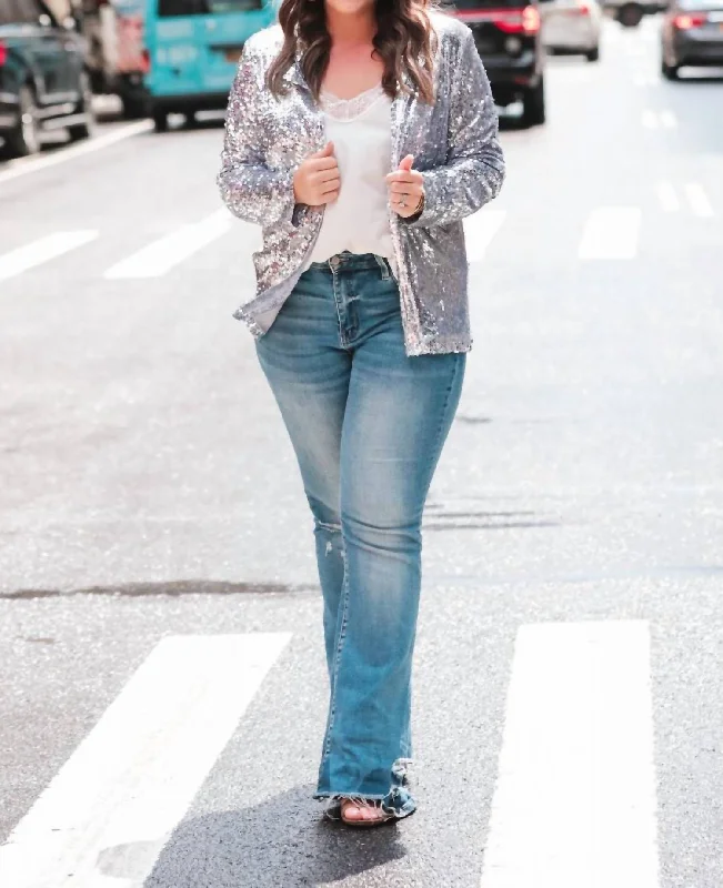 One-DAY Sale Sequin And The City Blazer In Silver