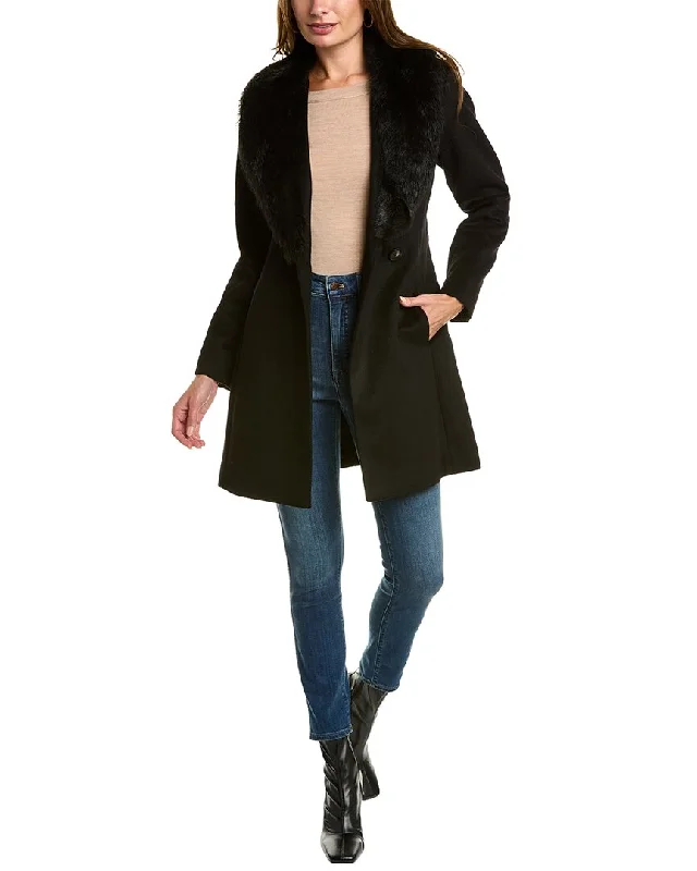 Limited Stock sofiacashmere Toscana Shawl Collar Wool-Blend Coat