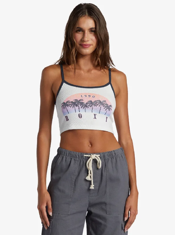 Lowest Price Sunset Palms Crop Tank - Snow White