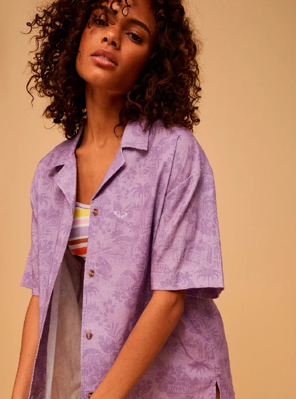 Flash Sale Surf.Kind.Kate. Short Sleeve Shirt - Purple Rose Surf Friends