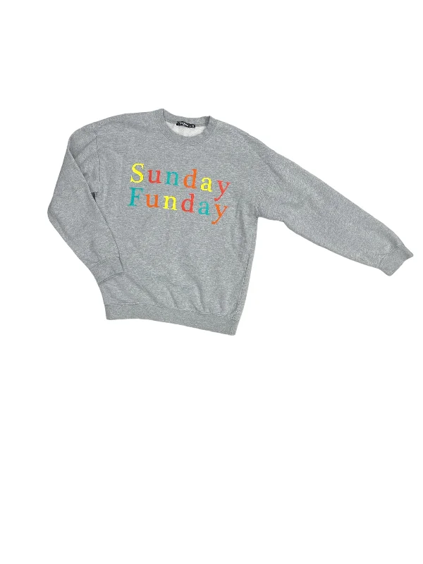 Online Exclusive Sweatshirt Crewneck By Boohoo In Grey & Orange, Size: M