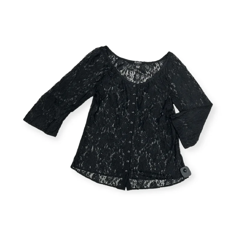 Closeout Top 3/4 Sleeve By Lucky Brand In Black, Size: S