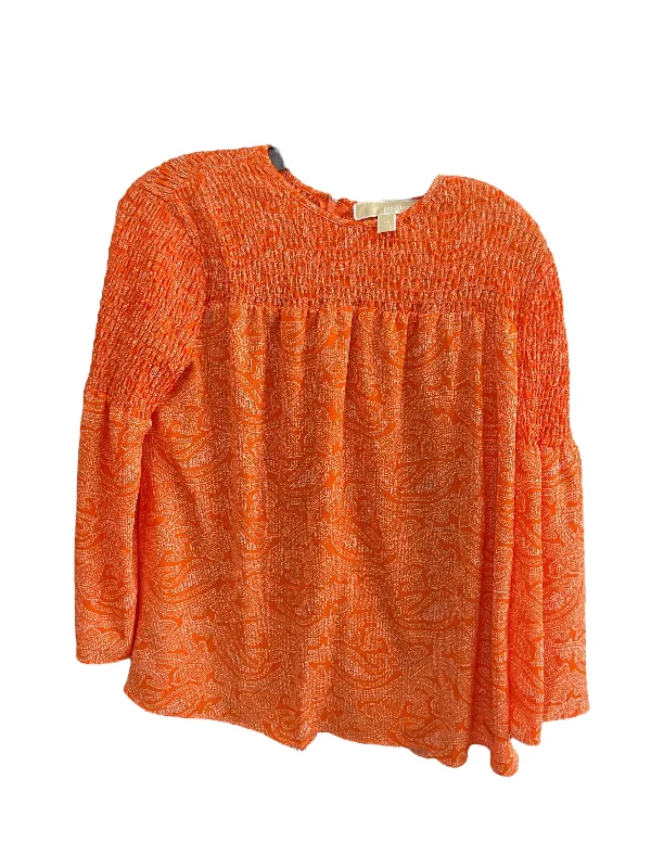 Top 3/4 Sleeve By Michael By Michael Kors In Orange, Size: Xs