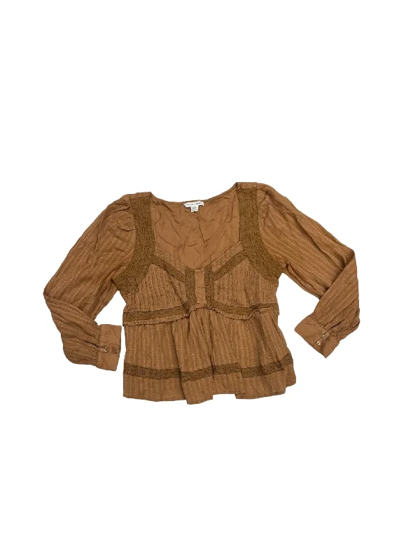 Extra Savings Top Long Sleeve By American Eagle In Tan, Size: S