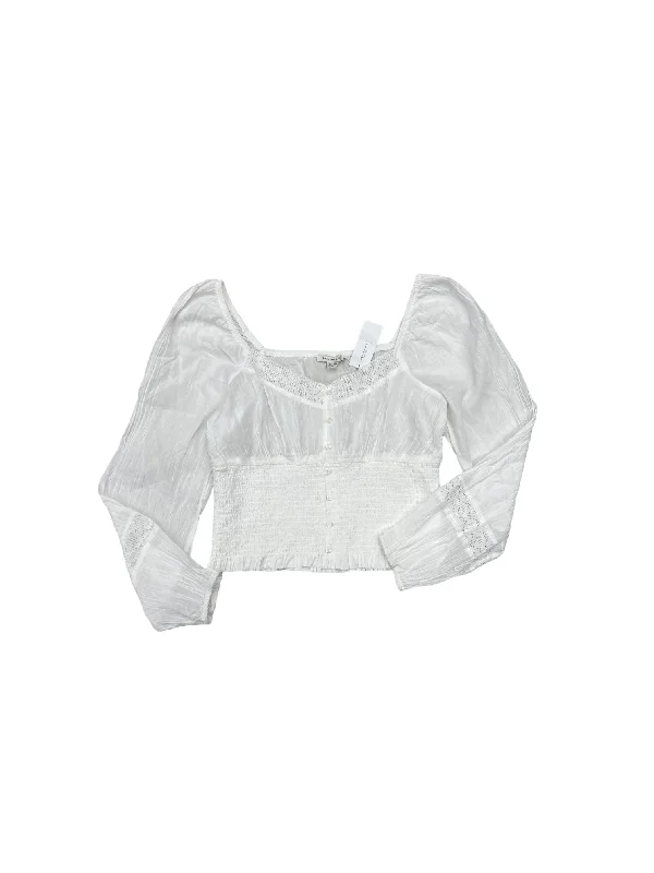 Final Clearance Top Long Sleeve By American Eagle In White, Size: M