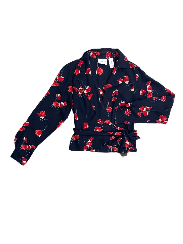 Quick Sale Top Long Sleeve By Liz Claiborne In Blue & Red, Size: M