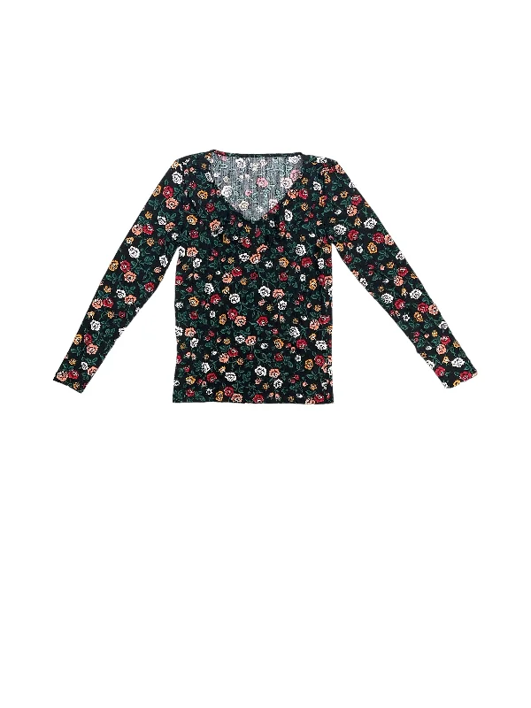 Bargain Blast Top Long Sleeve By Loft In Floral Print, Size: Xs
