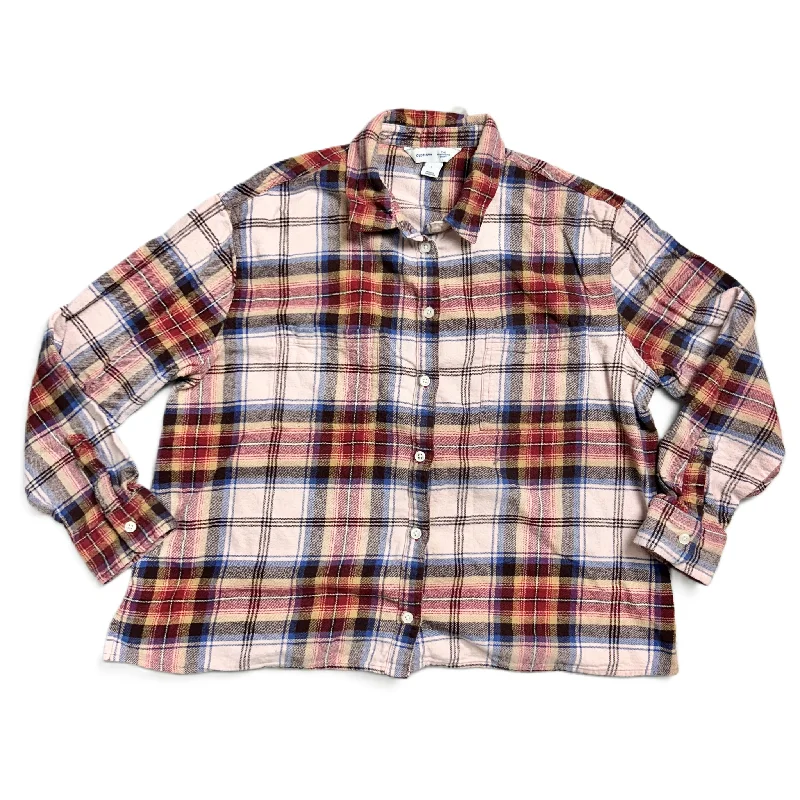 Exclusive Preview Top Long Sleeve By Old Navy In Plaid Pattern, Size: L
