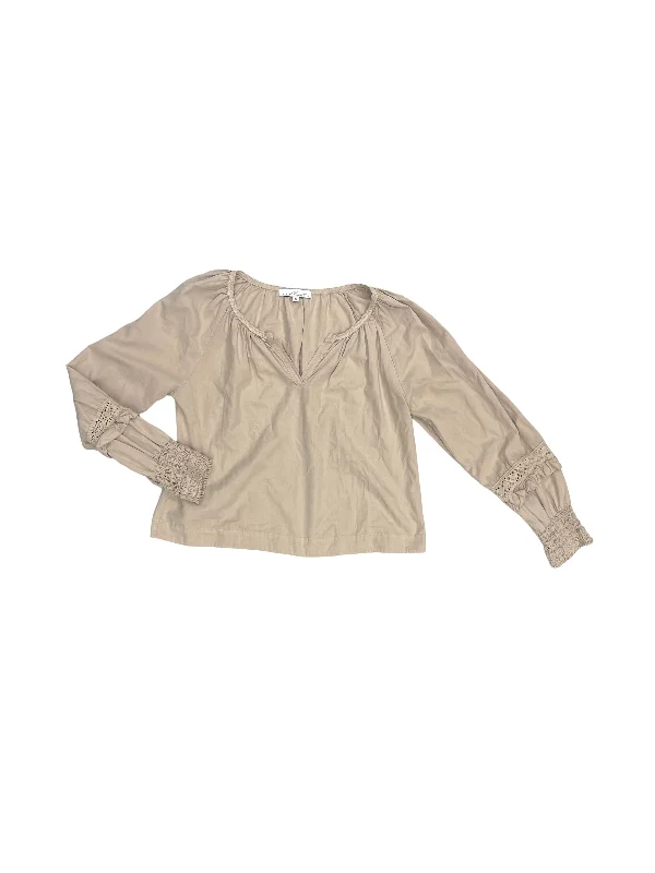 Midnight Sale Top Long Sleeve By Red Haute In Tan, Size: S