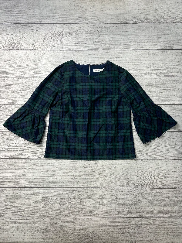Take Advantage Top Long Sleeve By Vineyard Vines In Green Plaid, Size: M