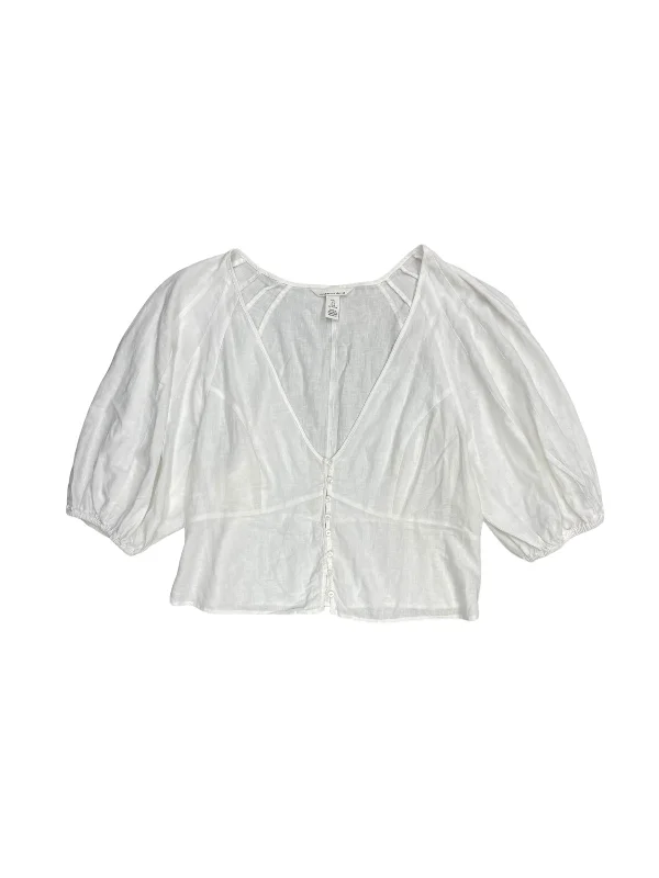 Super Bargain Top Short Sleeve By H&m In White, Size: L